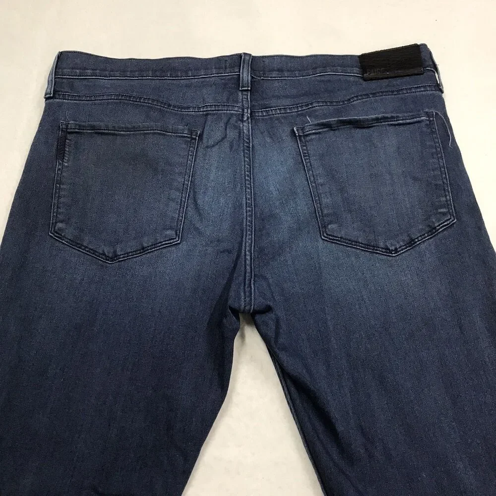 PAIGE Federal Jeans Men 36 (38x33 fit) Dark Whisker Wash Stretch Denim